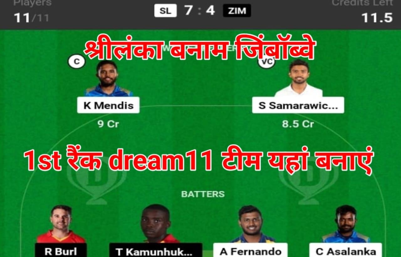 SL vs ZIM ODI Dream11 Prediction: श्रीलंका जिंबॉब्वे के पहला ODI में ऐसे बनाएं बेस्ट dream11 टीम, जाने पिच रिपोर्ट एवं प्लेइंग11